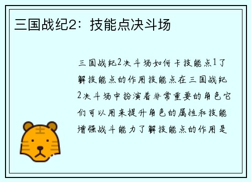 三国战纪2：技能点决斗场
